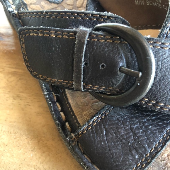 Womens Dark Brown B.O.C. By Born Leather Cross Strap Slide Sandals Shoes 8 EUR39 - Picture 14 of 14